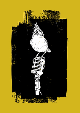 Bird on Microphone Art