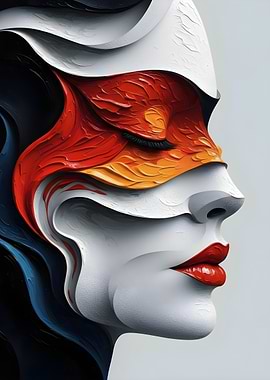 Abstract Portrait with Red and White