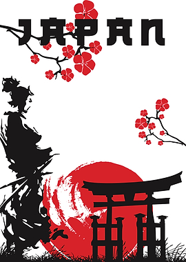 Japan Samurai and Torii