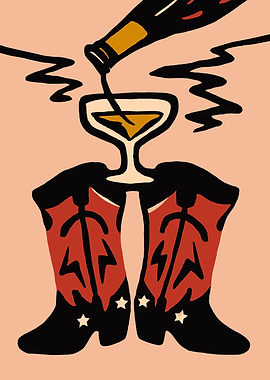 Cowboy Boots and Cocktail Print