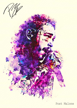 Post Malone Watercolor Portrait