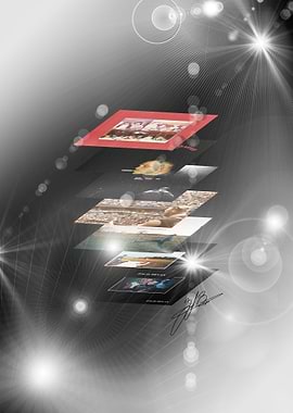 Layered Photo Collage with Lens Flares