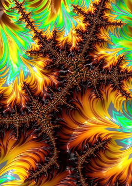 Fractal Abstract Art with Warm Colors