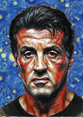 Sylvester Stallone Portrait in Van Gogh Style