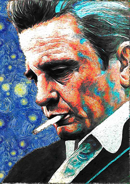 Johnny Cash Van Gogh Style Portrait