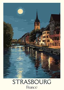 Strasbourg France Cityscape at Night