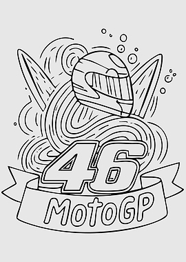 MotoGP 46 Helmet Doodle Art