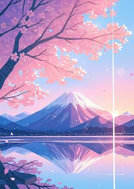 Mount Fuji with Cherry Blossoms Sakura Japan
