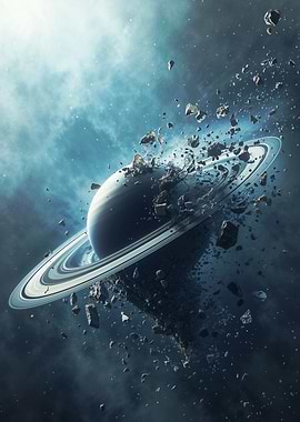 Exploding Saturn — Cosmic Destruction in Deep Space