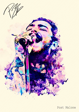 Post Malone Watercolor Portrait