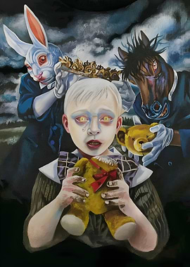 Surreal Child Portrait with Animal Figures
