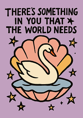 Swan in Shell with Inspirational Quote