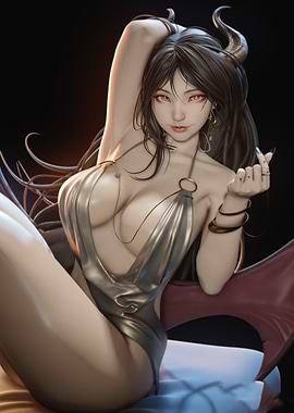 Demon Girl in Silver Dress