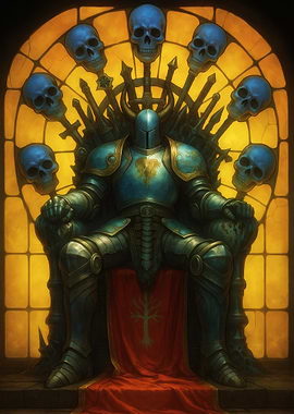 Knight on Throne with Skulls