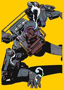 Stylized Robot on Yellow Background