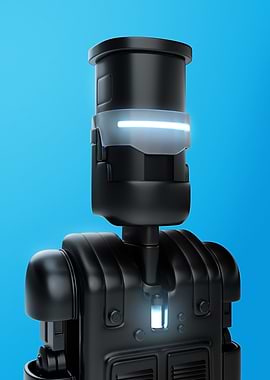 Black Robot with Glowing Visor