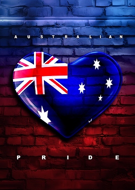 Australian Pride Heart Flag on Brick Wall