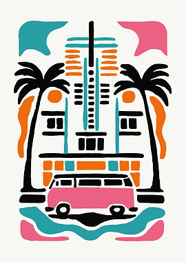 Retro Beach Van California