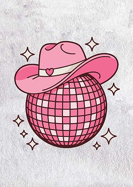 Pink Cowboy Hat on Disco Ball