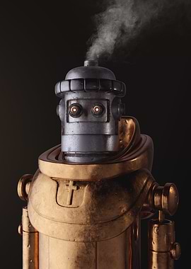 Steampunk Robot with Steam