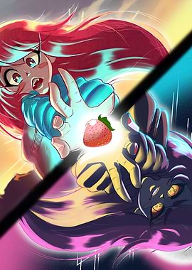 Celeste: Madeline and Badeline with Strawberry