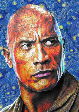 Dwayne Johnson Starry Night Portrait