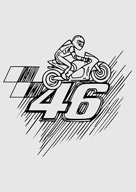 Motorcycle Racer Number 46 Illustration