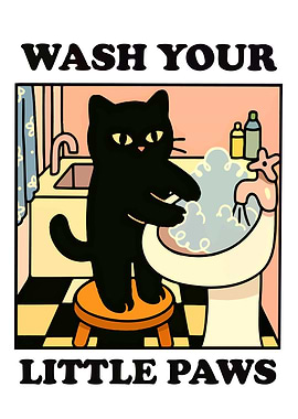 Wash Your Little Paws Cat Art