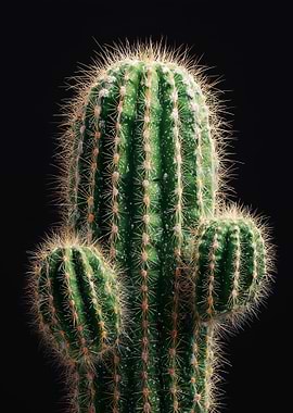 Cactus on Black Background