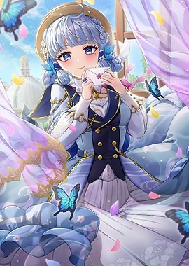 Anime Girl with Letter and Butterflies