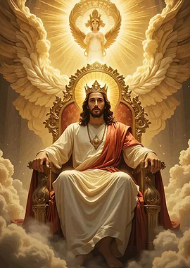 Jesus Christ Enthroned Angelic Figure
