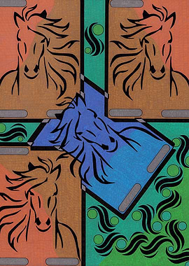 Abstract Horse Art with Geometric Design