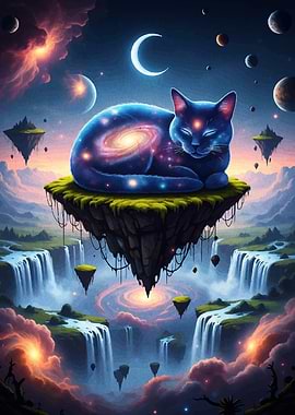 Cosmic Cat on Floating Island