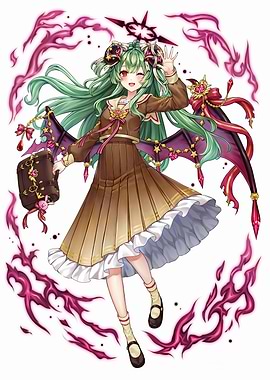 Anime Girl with Green Hair and Wings