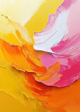 Abstract Floral Painting with Warm Colors