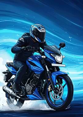 Blue Motorcycle Rider