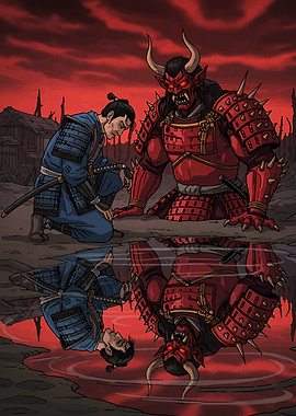 Samurai and Oni Reflection