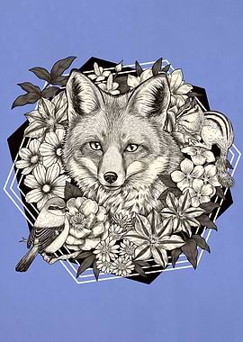 Fox, Flowers, and Fauna Illustration