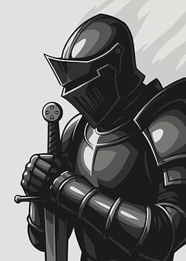 Knight in Armor with Sword Illustration