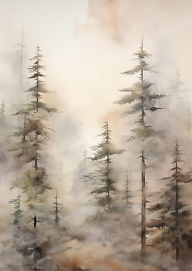 Misty Forest Painting