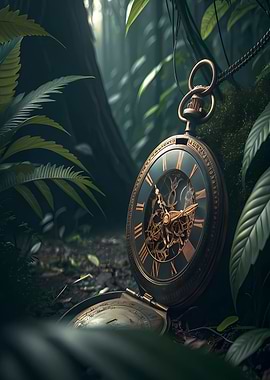 Antique Pocket Watch in Lush Forest