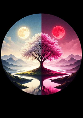 Yin Yang Tree with Moon
