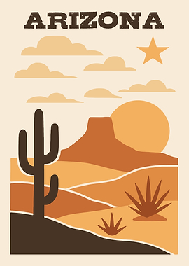 Arizona Desert Landscape Illustration