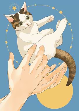 Cat in Hands with Starry Aura