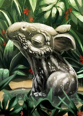 Baby Tapir in the Rain