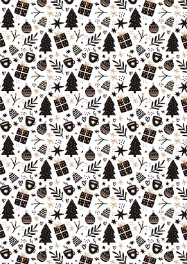 Festive Christmas Pattern with Trees and Gifts
