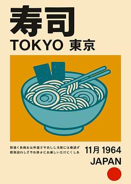 Vintage Tokyo Ramen Travel Poster