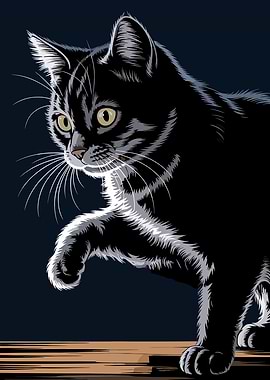 Stylized Black Cat Illustration