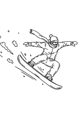 Snowboarder in Action Black and White