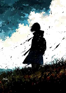 Silhouette of a Girl in Nature